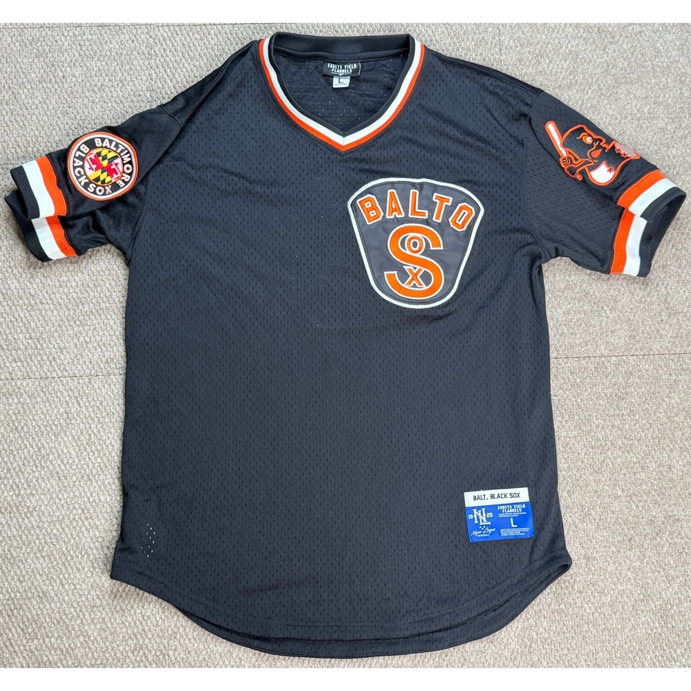 Ebbets Field Flannels Baltimore Black Sox V-Neck Baseball Jersey‎ Size Larg